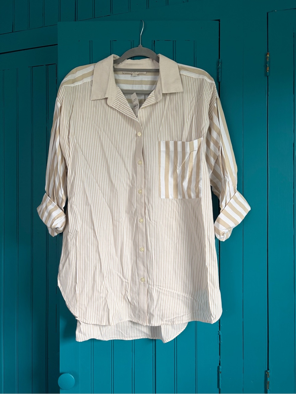 {LOFT} NWT Striped Button-Down Shirt